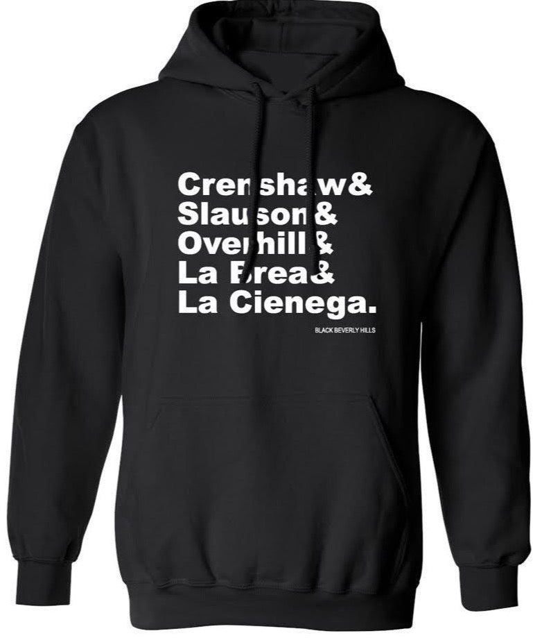 Los Angeles City Seal over Black Velvet Adult Pull-Over Hoodie by